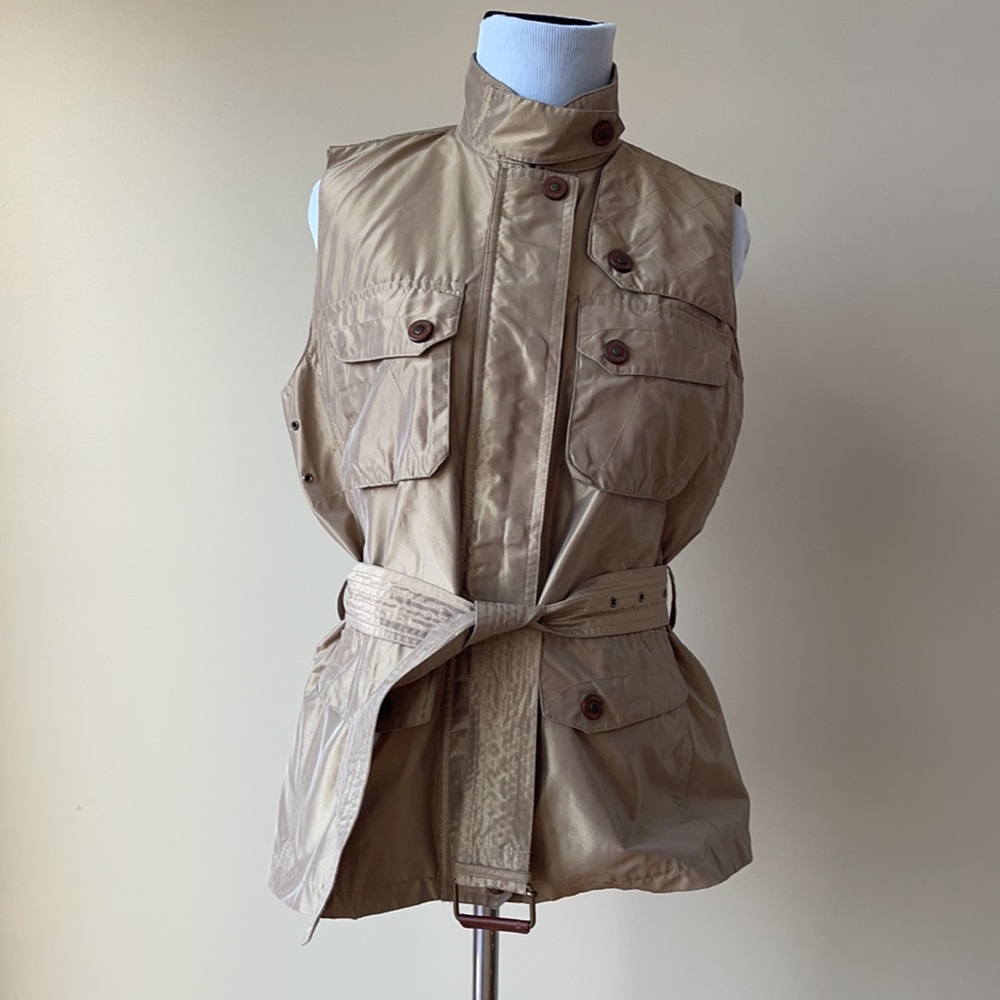 Ralph Lauren Tan Equestrian Vest With Belt Chic Shimmering Tan